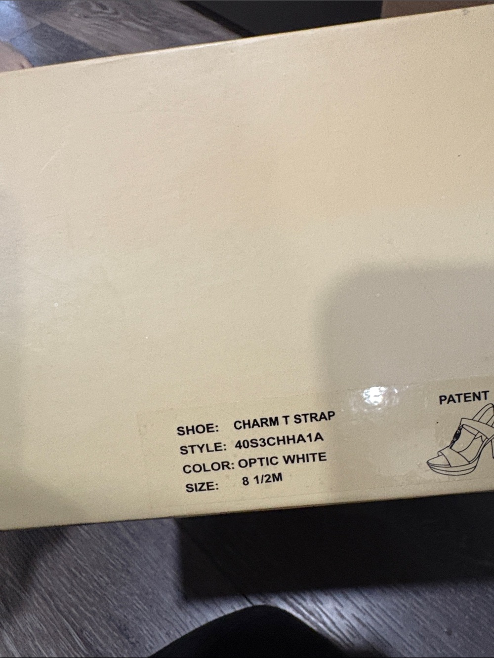 Michael Kors Ivory Leather Open-Toe Slingback Heels with Gold Logo - Picture 2 of 3